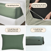 Bộ Ga Gối 4 món Cotton Satin Màu Trơn